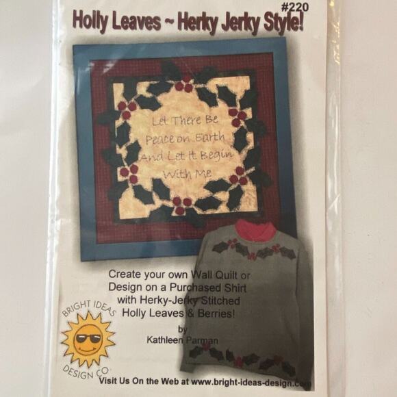 Bright Ideas Design 220 Pattern Holly Leaves Quilt Shirt Patchwork Unique Novel - Picture 2 of 6